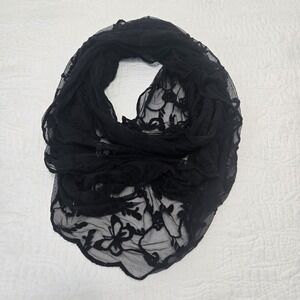 Infinity Scarf Mesh Floral Butterfly Y2K Whimsigoth Dark Fairy Romance Scalloped